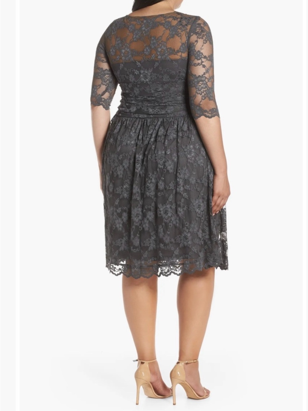 Kiyonna Twilight Gray Luna Lace Cocktail Dress Woman’s Plus Size 2X (18-20) - Picture 3 of 6